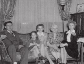 Merrill with mother, father, grandmother, aunt, 1944
